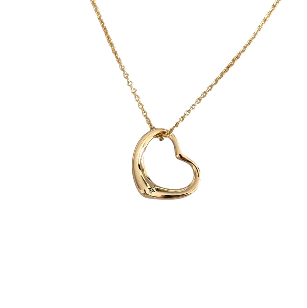 Tiffany & Co. 18k Yellow Gold 15mm Elsa Peretti Open Heart Necklace 16" - 3g
